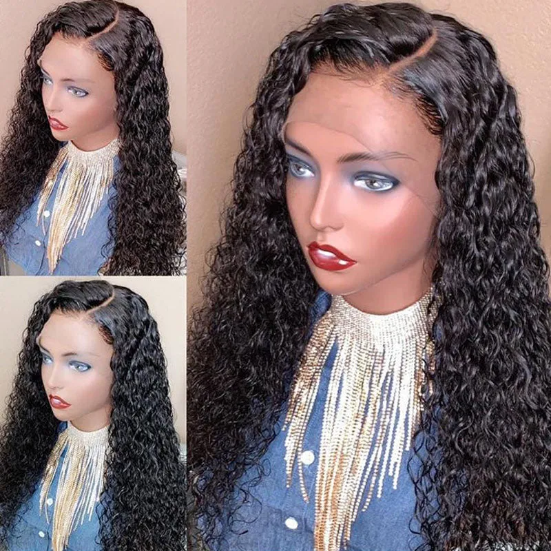 12a 13x4 glueless lace pre plucked unprocessed water wave full hd lace wig human hair wigs ready to ship