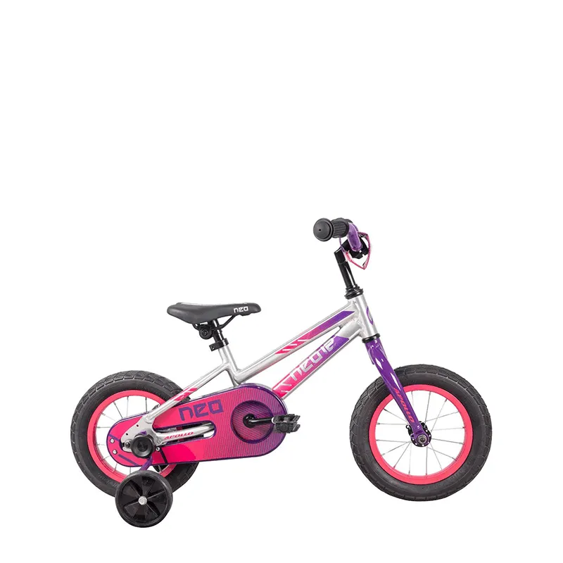 Apollo Neo  12" Kids Bikes - Brushed Alloy / Purple / Pink Fade