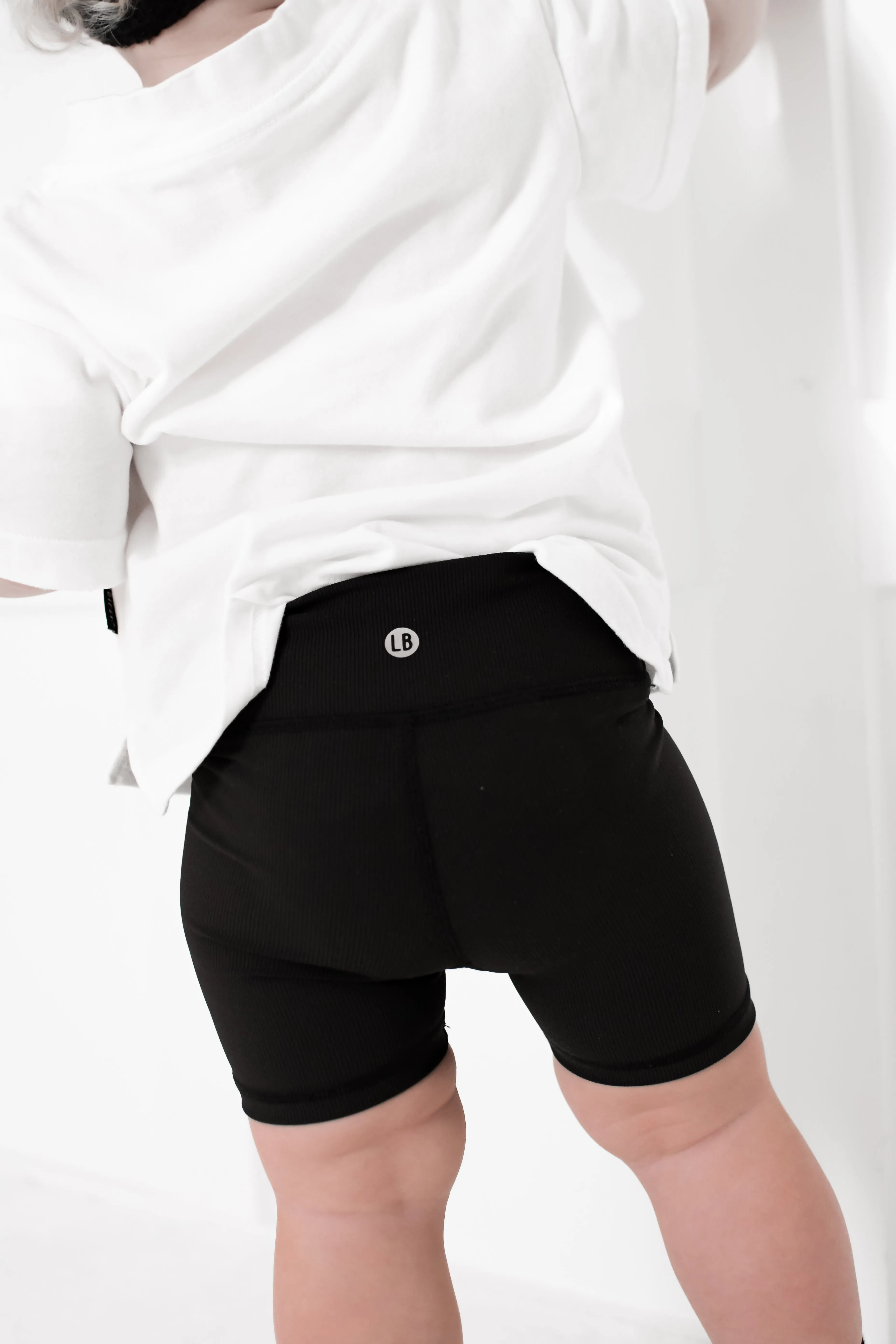 Athletic Ribbed Biker Short - Black