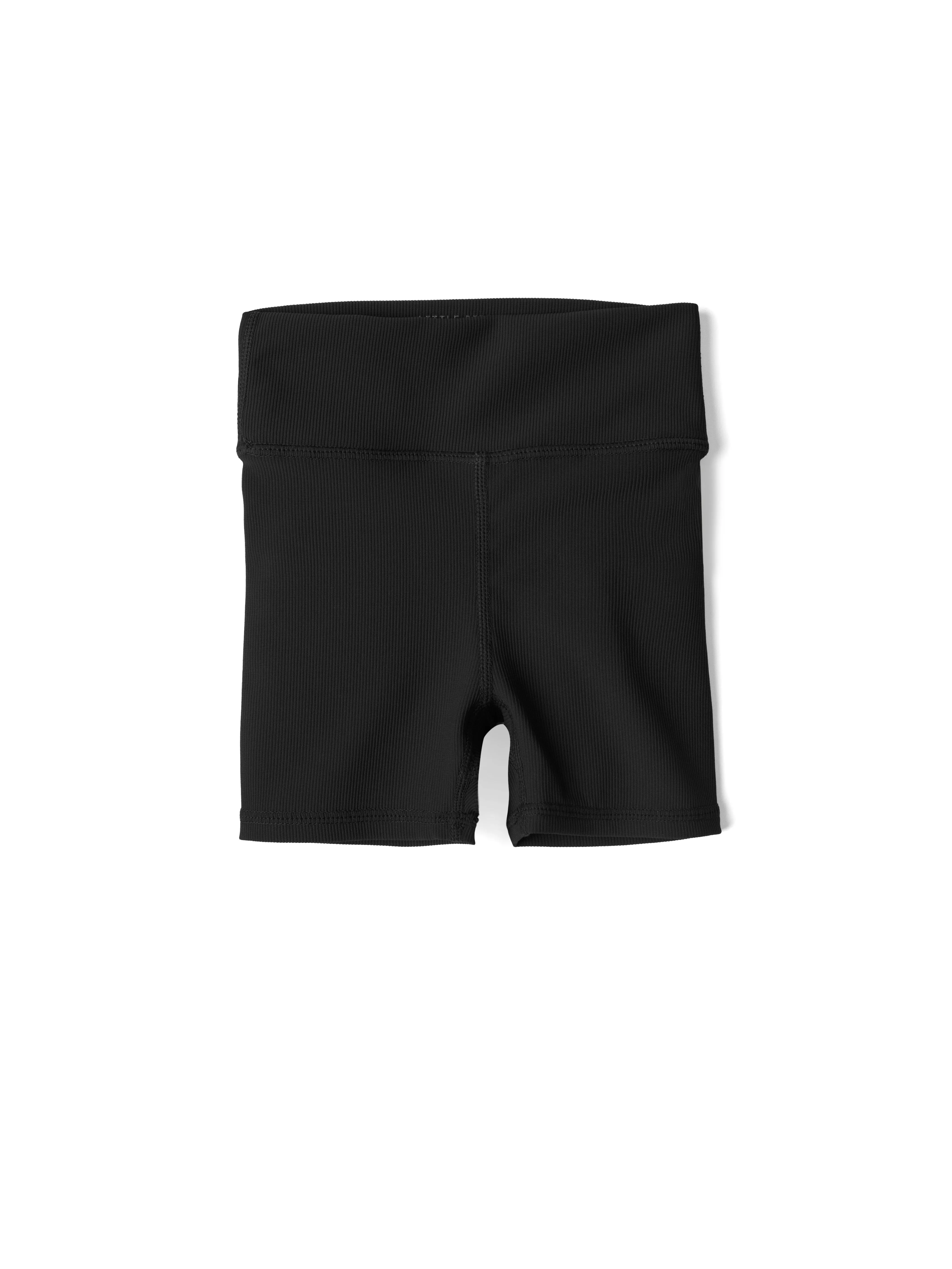 Athletic Ribbed Biker Short - Black