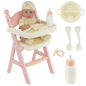 Baby Doll with Feeding High Chair & Accessories