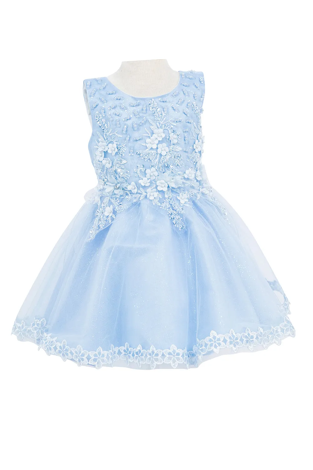 Baby Girls 3D Floral Top Soft Tulle Flower Girl Dress 3-24M