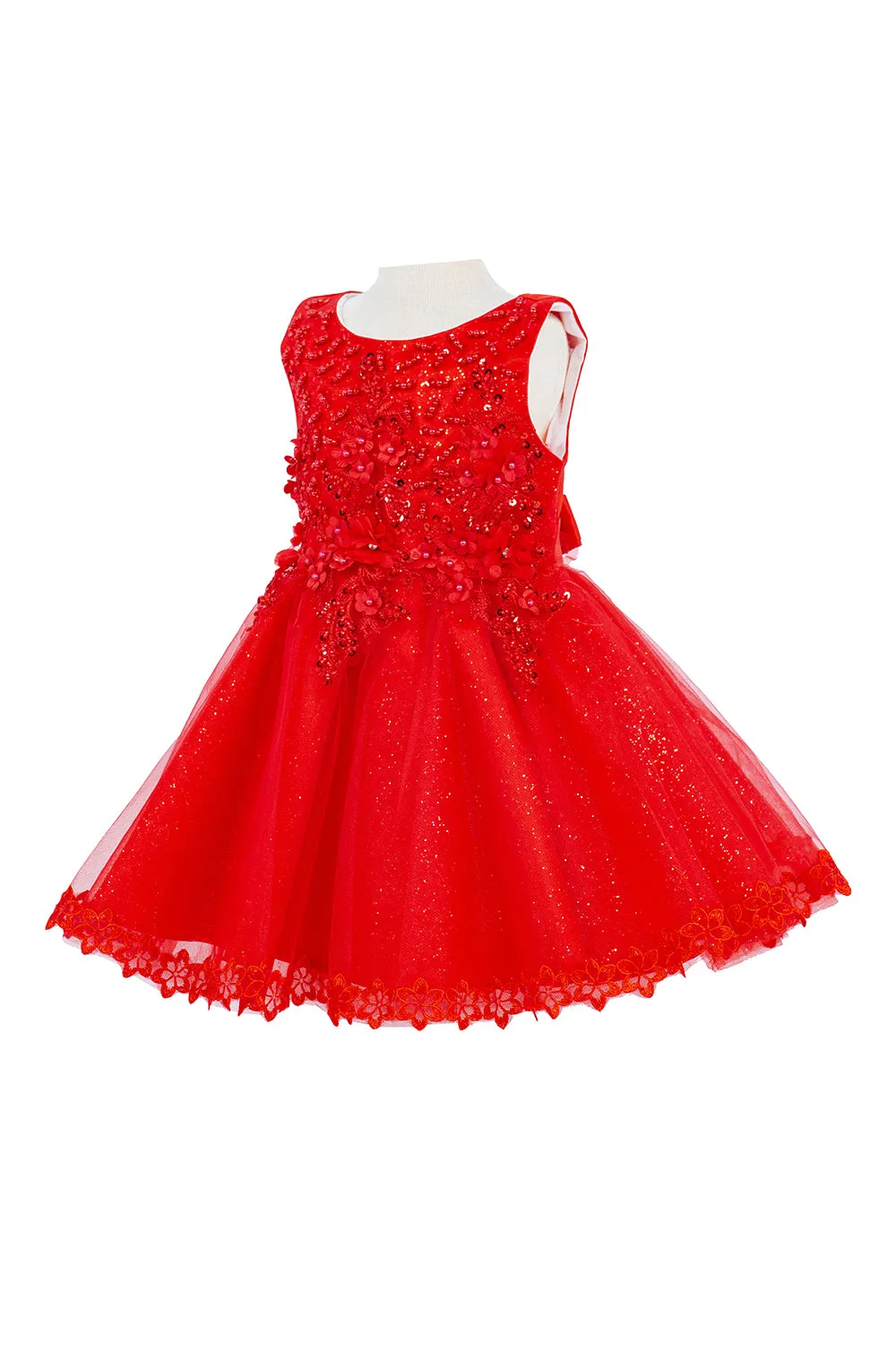 Baby Girls 3D Floral Top Soft Tulle Flower Girl Dress 3-24M