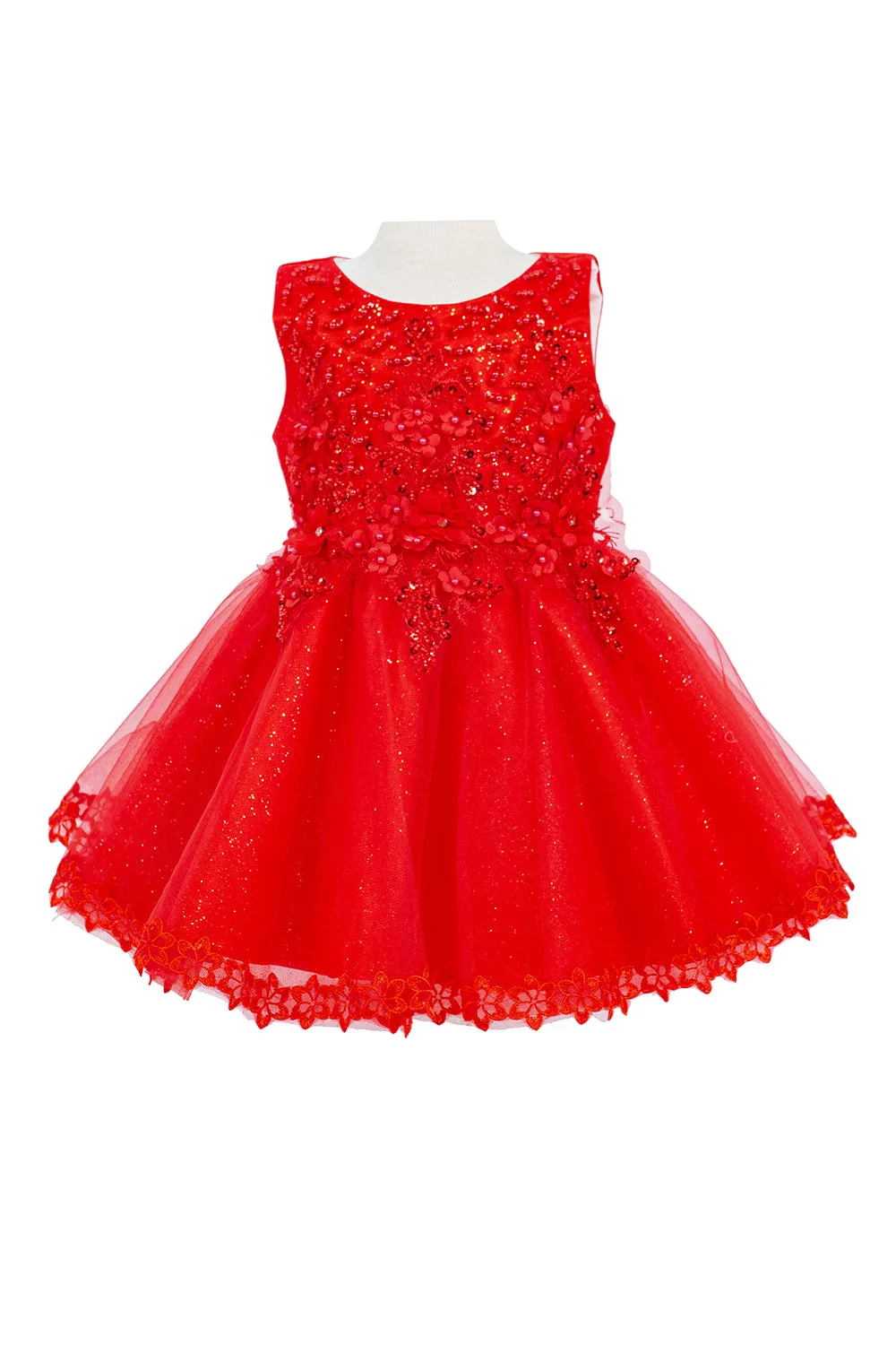 Baby Girls 3D Floral Top Soft Tulle Flower Girl Dress 3-24M