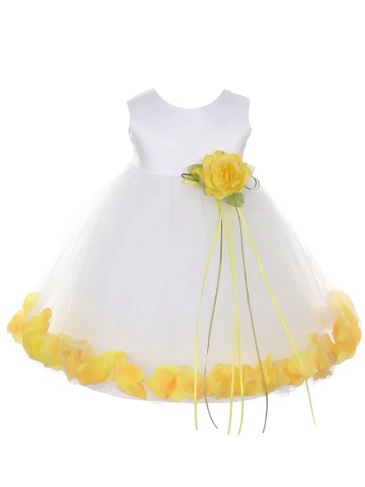 Baby Girls Ivory Multi Color Satin Top Petal Floating Flower Girl Dress 6-24M