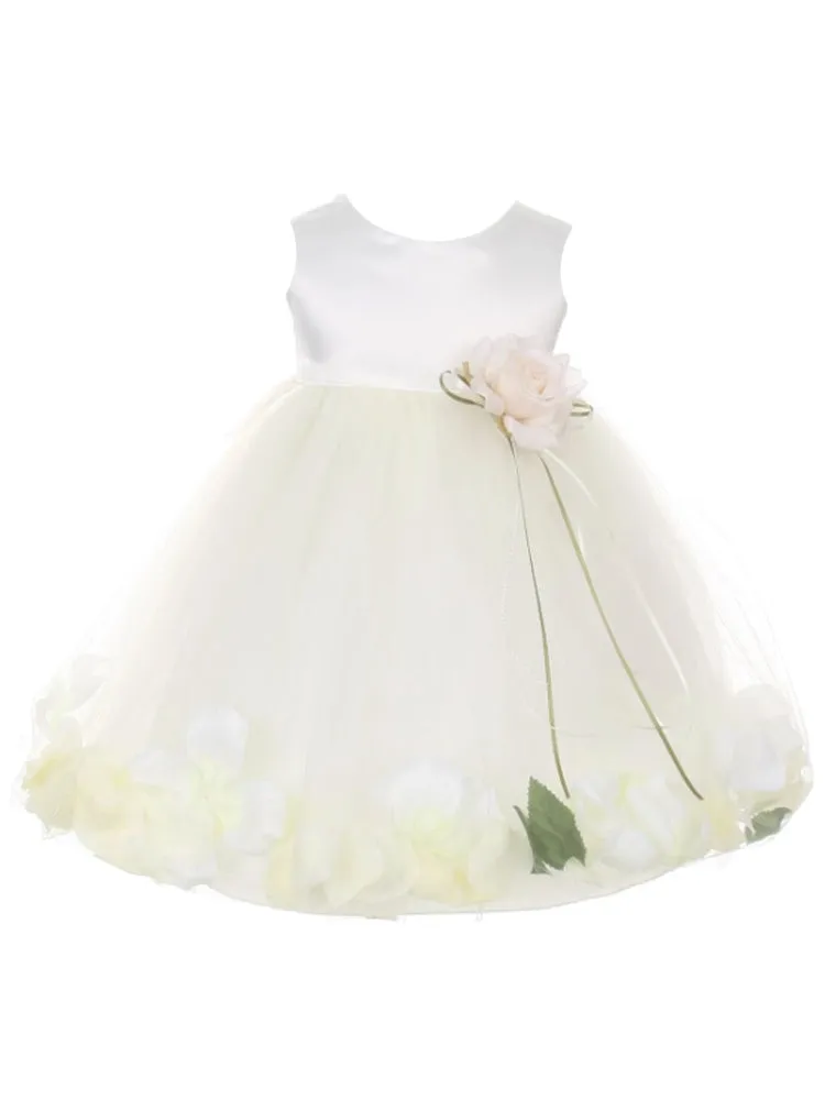 Baby Girls Ivory Multi Color Satin Top Petal Floating Flower Girl Dress 6-24M