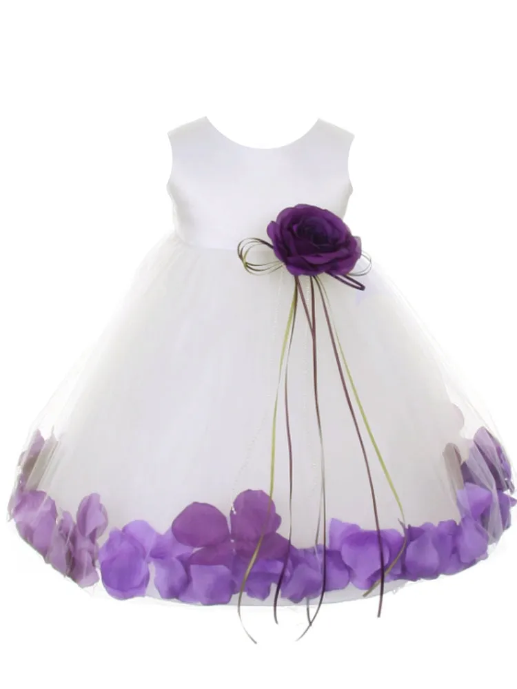 Baby Girls Ivory Multi Color Satin Top Petal Floating Flower Girl Dress 6-24M