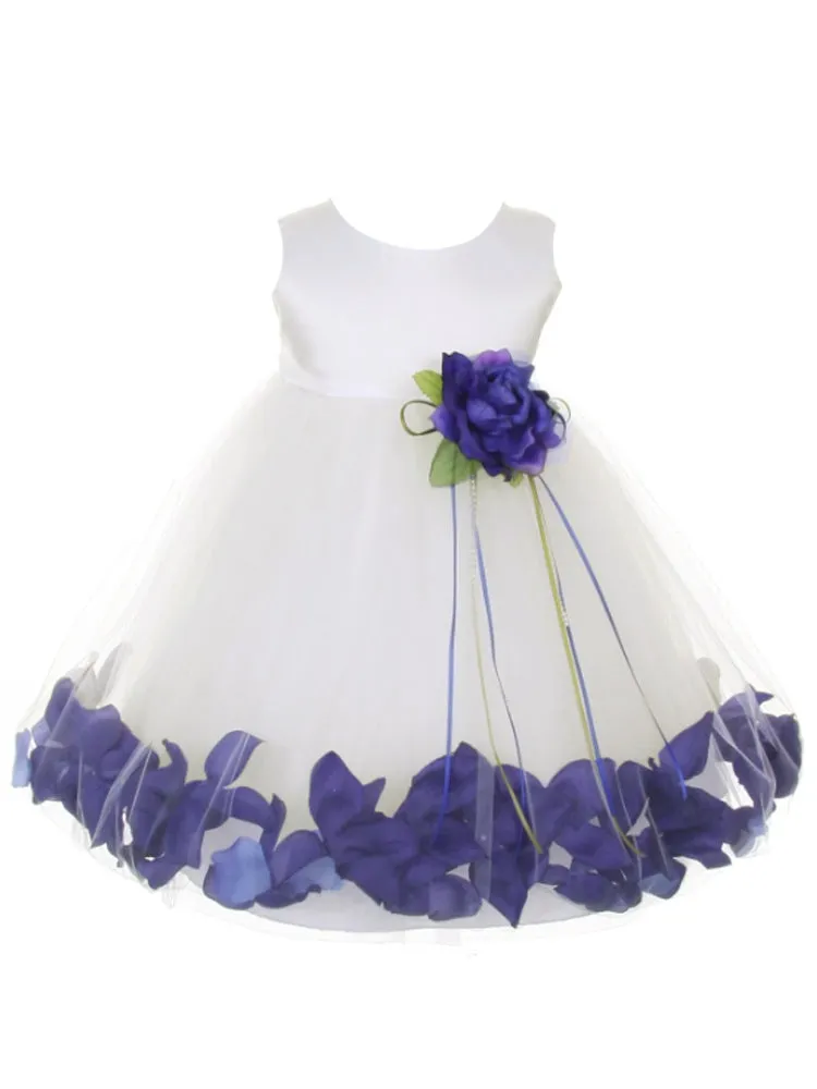 Baby Girls Ivory Multi Color Satin Top Petal Floating Flower Girl Dress 6-24M