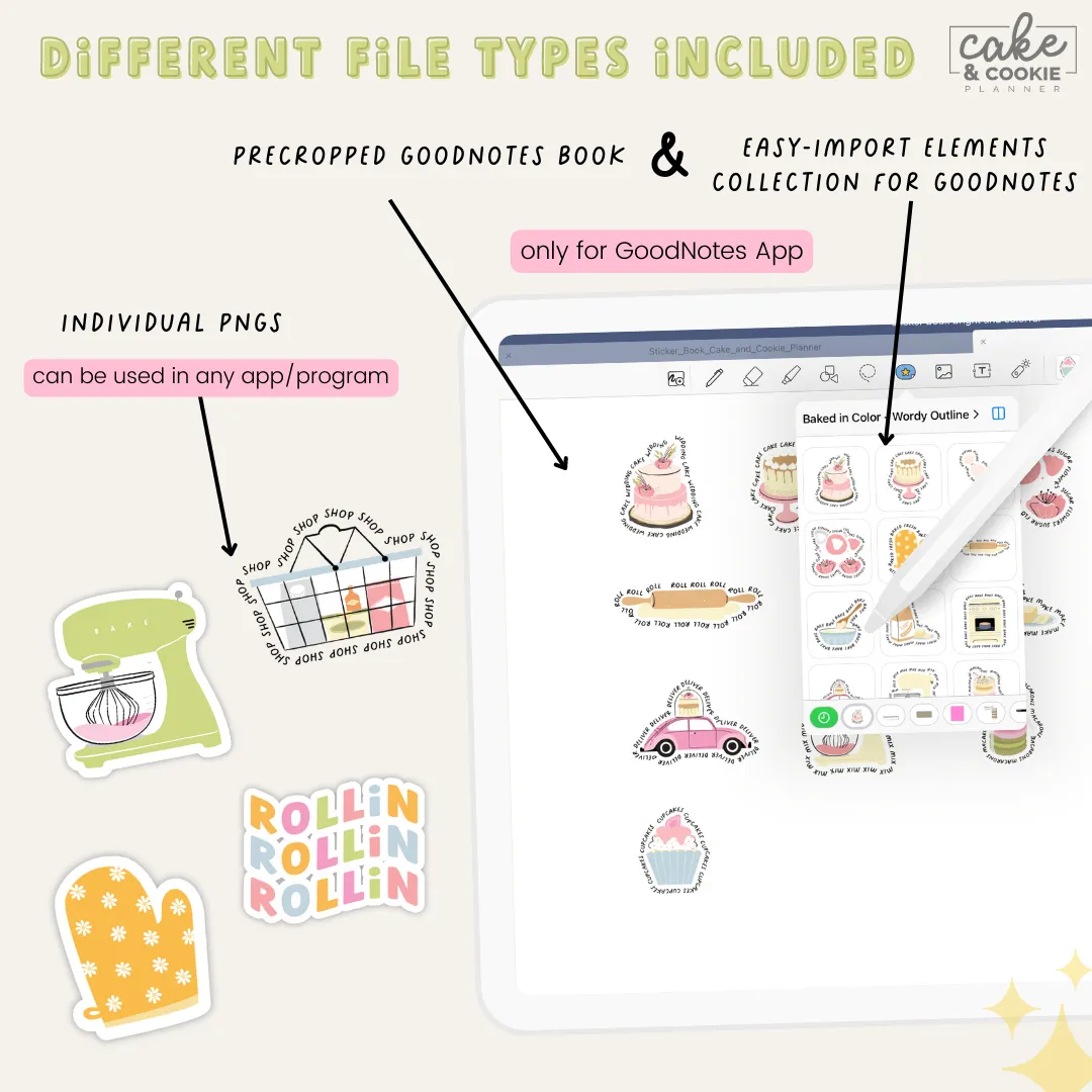 Baking Illustrations Pack - Baked in Color - Digital Planner Stickers