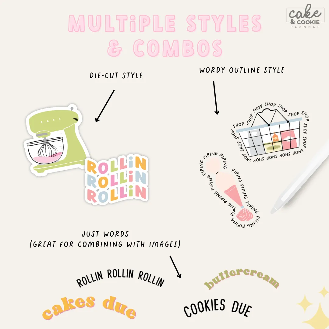 Baking Illustrations Pack - Baked in Color - Digital Planner Stickers