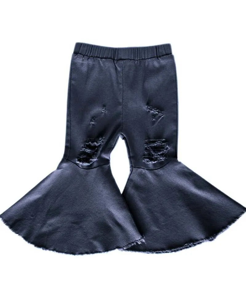 Barbie Pleated Denim Bell Bottoms - Dark Denim