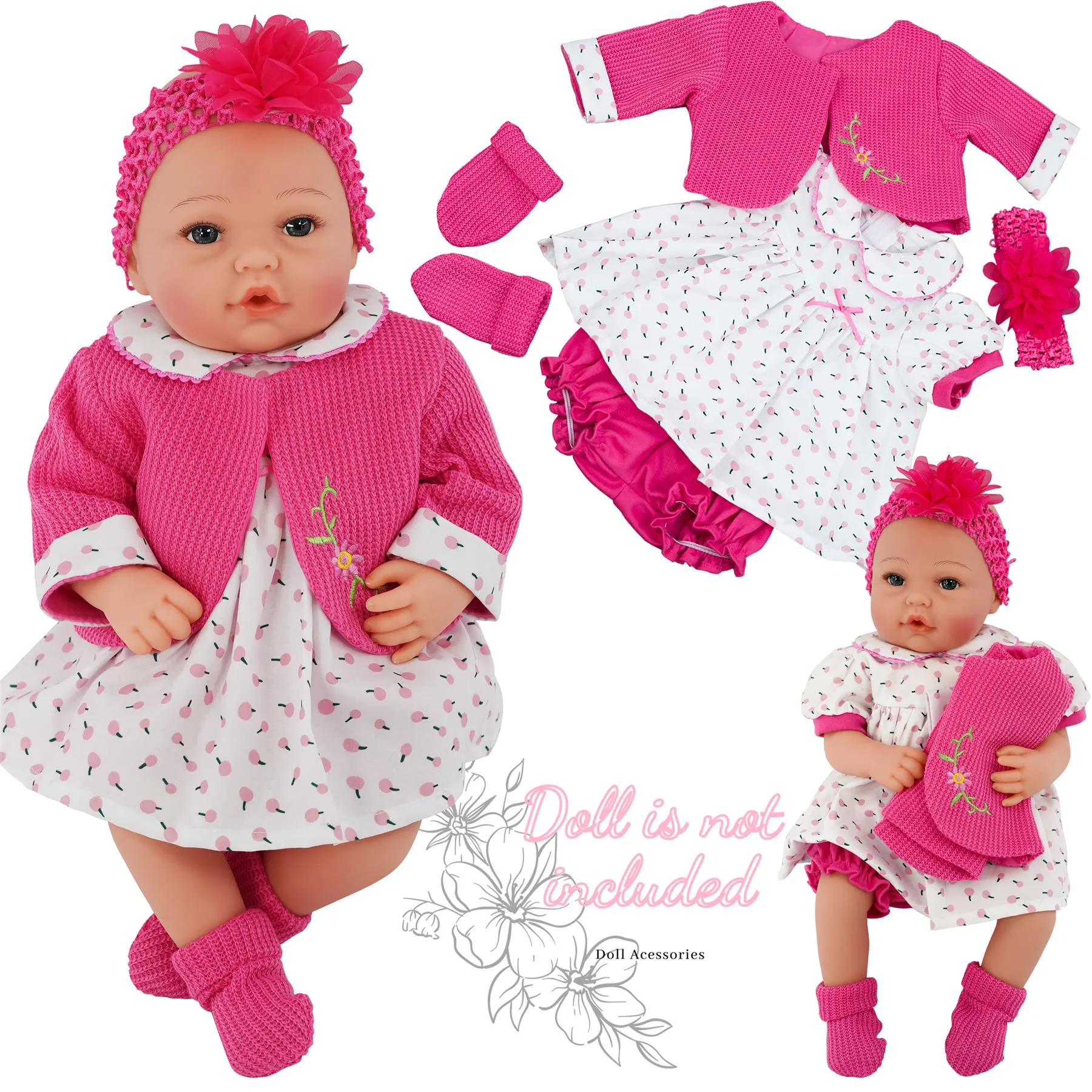 BiBi Outfits - Reborn Doll Clothes (Hot Pink) (50 cm / 20")