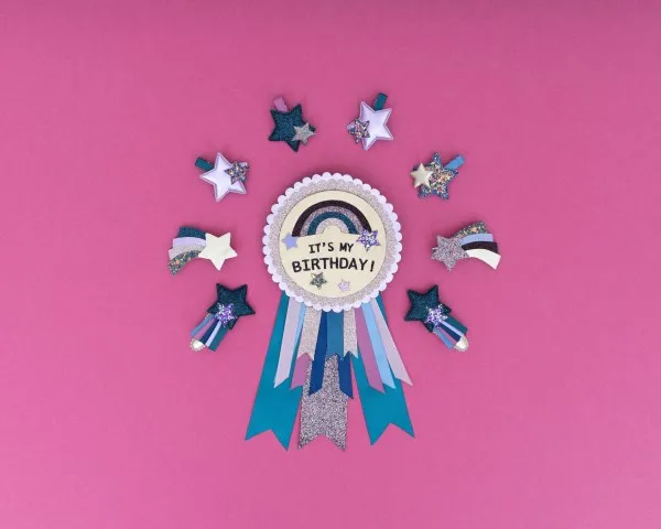 Birthday Rosette - Unicorn Rainbow