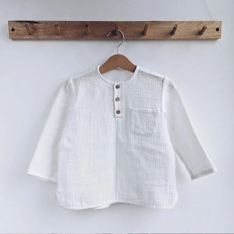 Boys Muslin Long-Sleeved Shirt