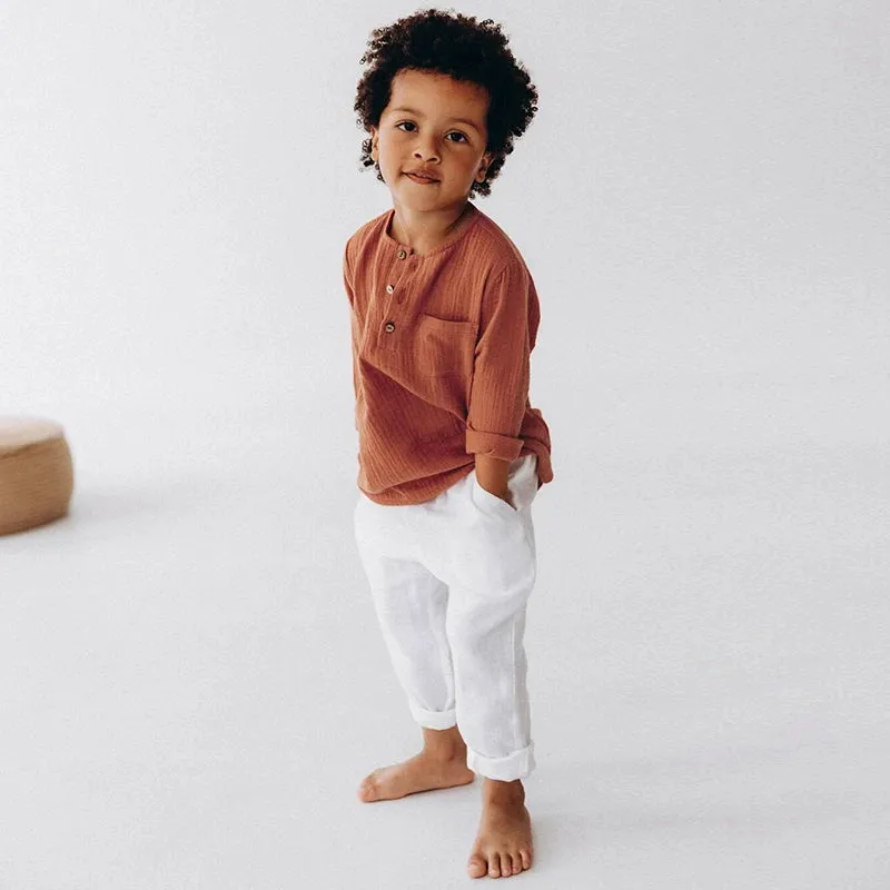 Boys Muslin Long-Sleeved Shirt