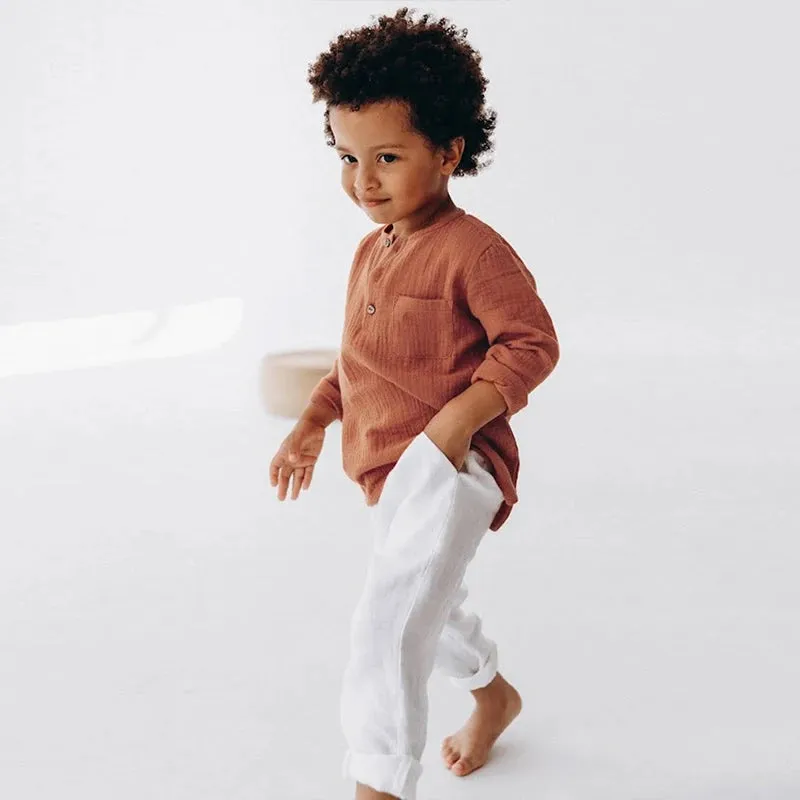 Boys Muslin Long-Sleeved Shirt