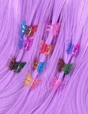 BUTTERFLY HAIR CLIPS - JELLY BEAN