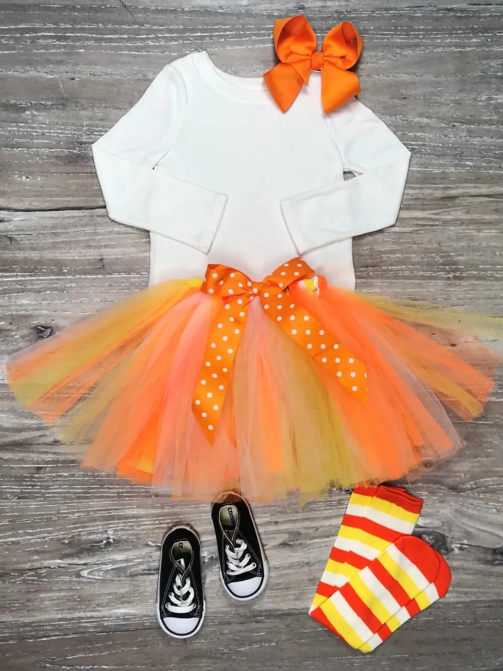 Candy Corn Tutu Skirt & Sock Set, Cute Girls Costume