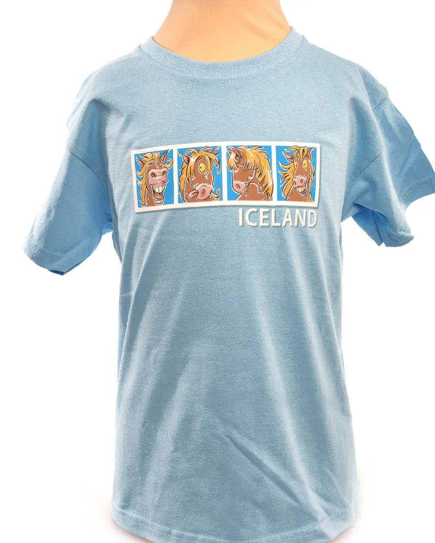 Child t-shirt, Four horses, blue