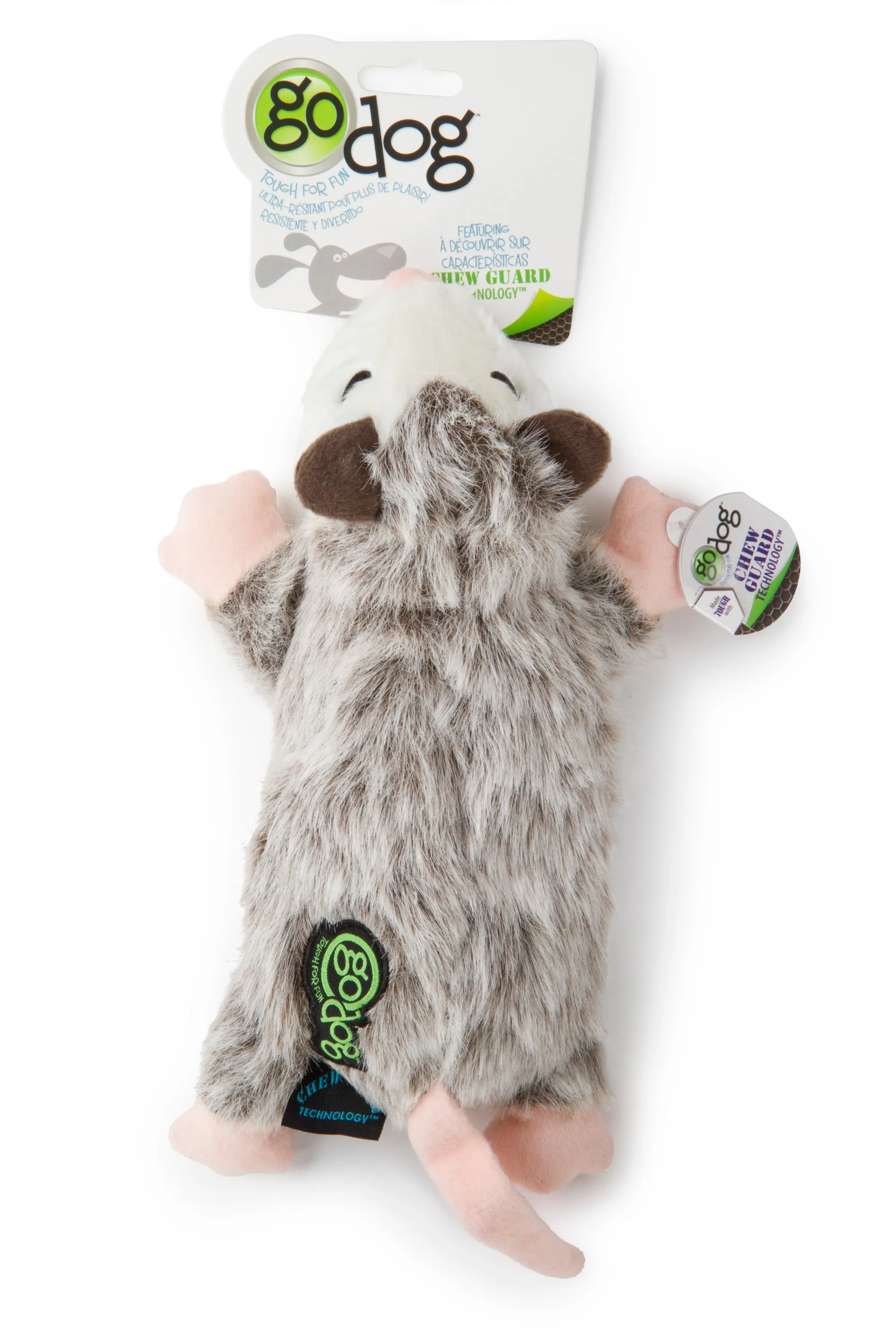 goDog - Flatz Squeaky Plush Dog Toy with Chew Guard Technology