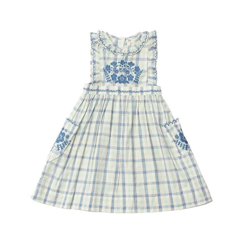 Heavy Industry High-end Embroidery Smocking Children Shirt Princess Dress