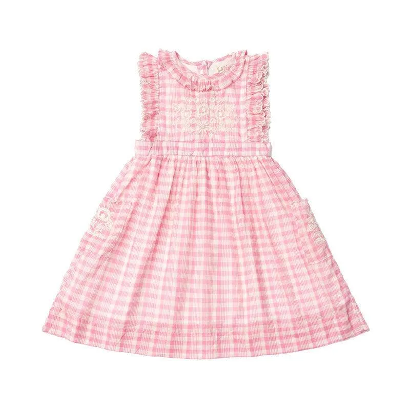 Heavy Industry High-end Embroidery Smocking Children Shirt Princess Dress