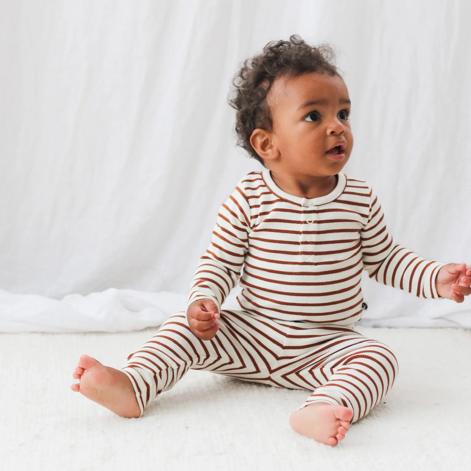 Henley Rib Bodysuit - Russet Stripe