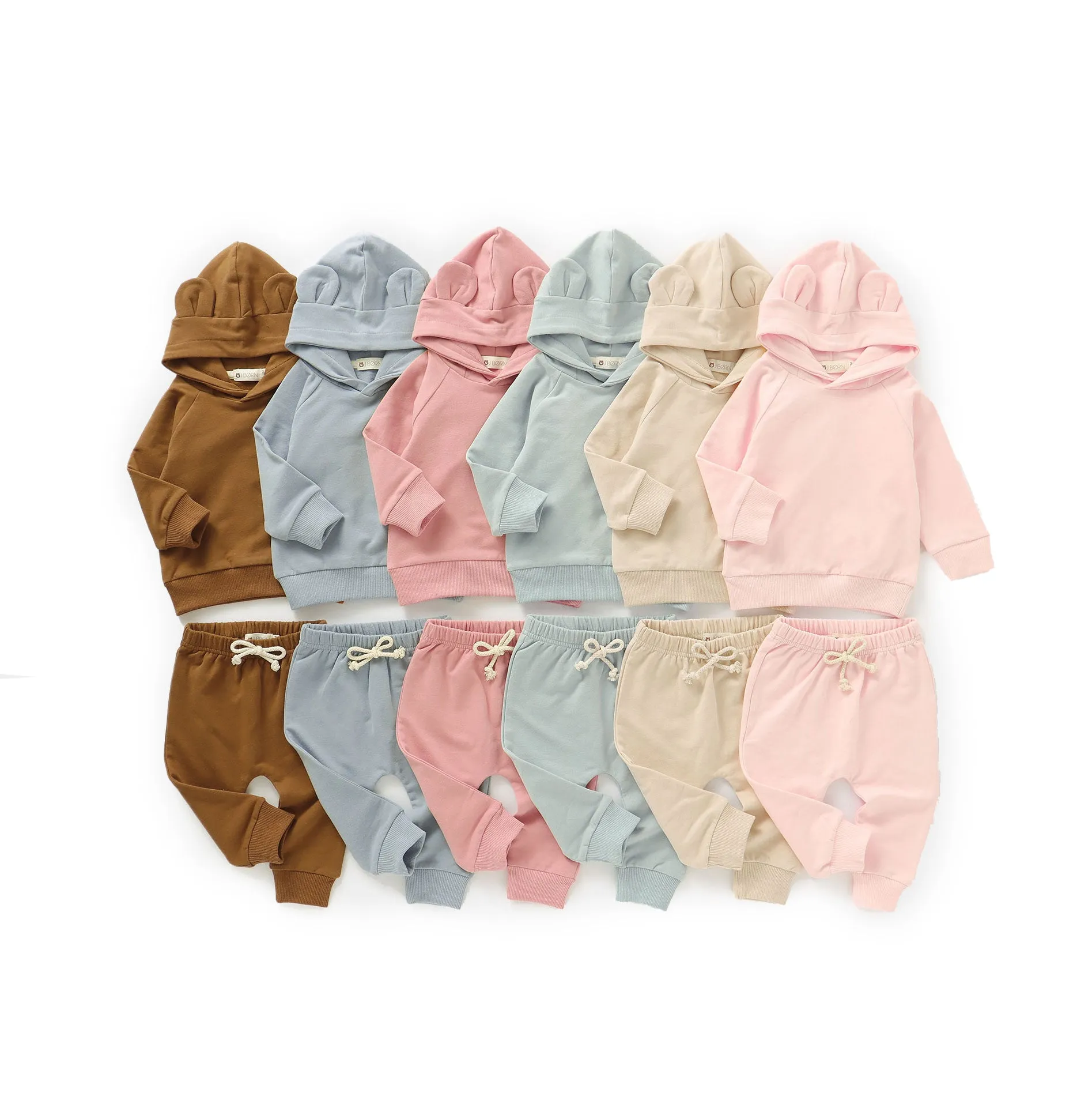 JBØRN Organic Cotton Baby Teddy Ears Hoodie & Joggers Set | Personalisable