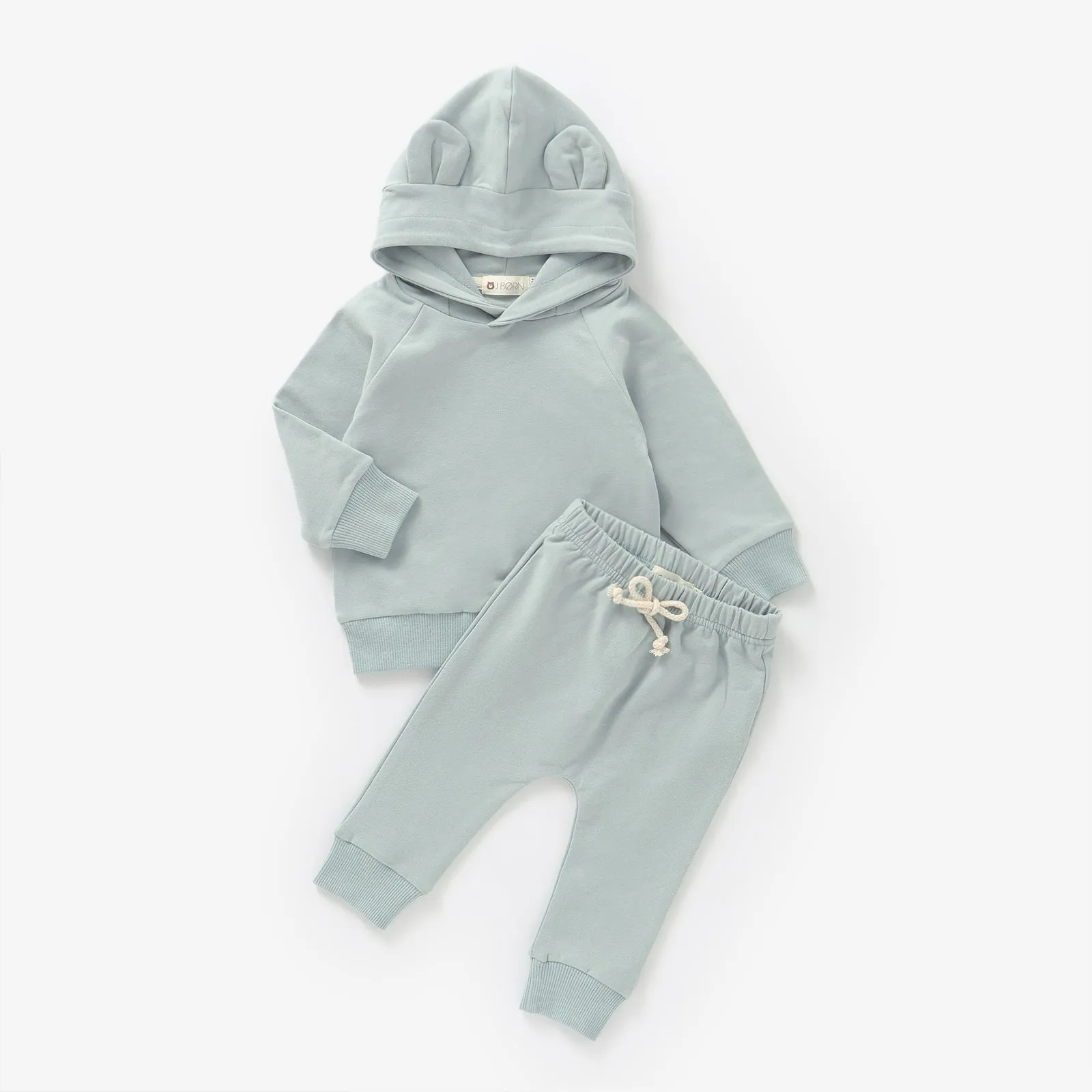 JBØRN Organic Cotton Baby Teddy Ears Hoodie & Joggers Set | Personalisable