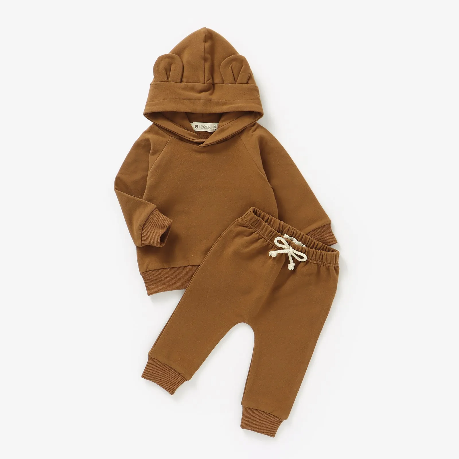 JBØRN Organic Cotton Baby Teddy Ears Hoodie & Joggers Set | Personalisable