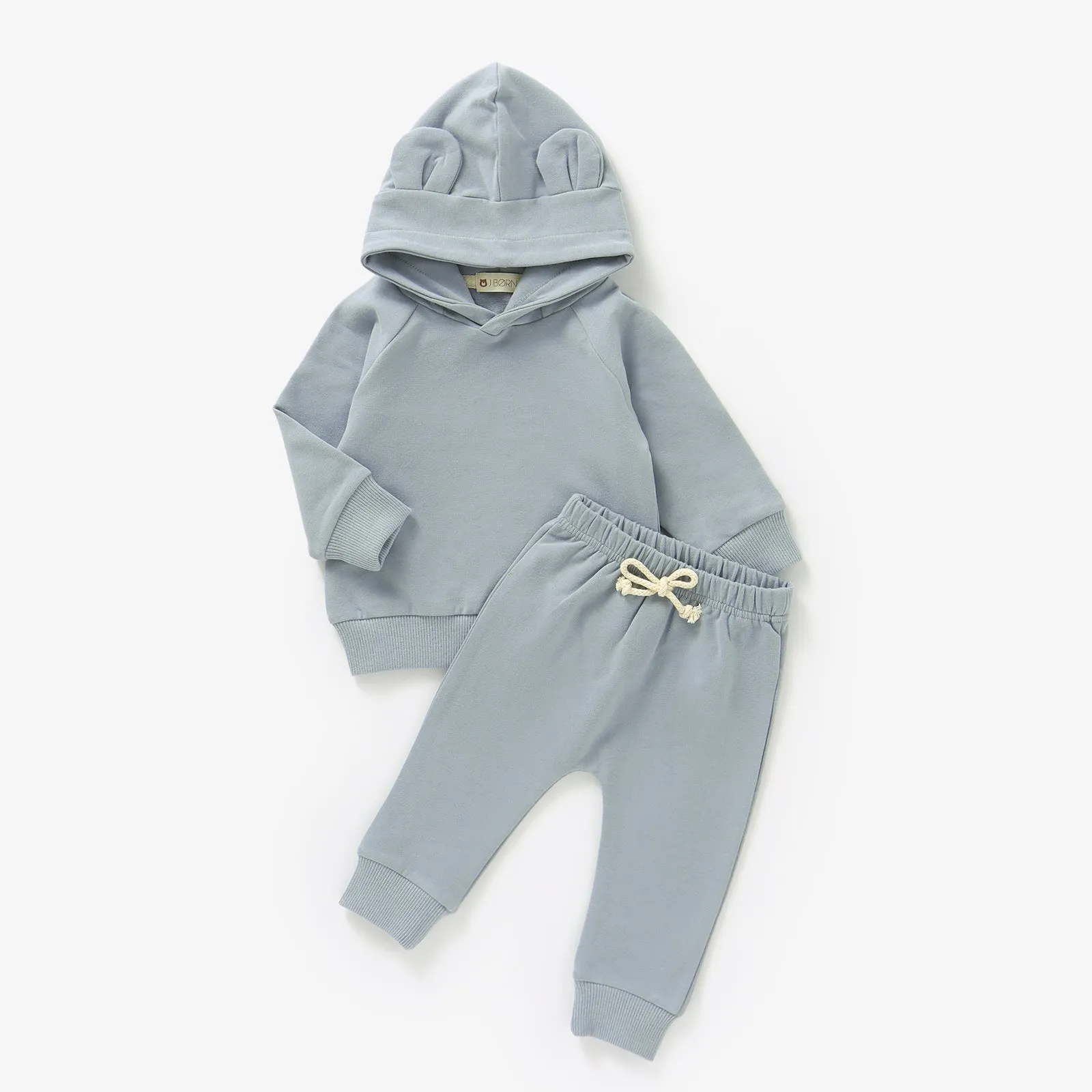 JBØRN Organic Cotton Baby Teddy Ears Hoodie & Joggers Set | Personalisable