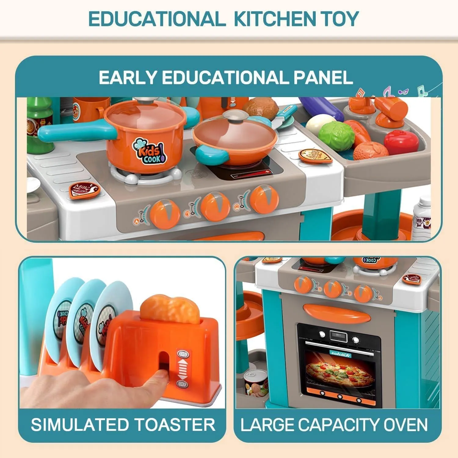 Kids Kitchen Play Set with Cookware Play Food and Accessories