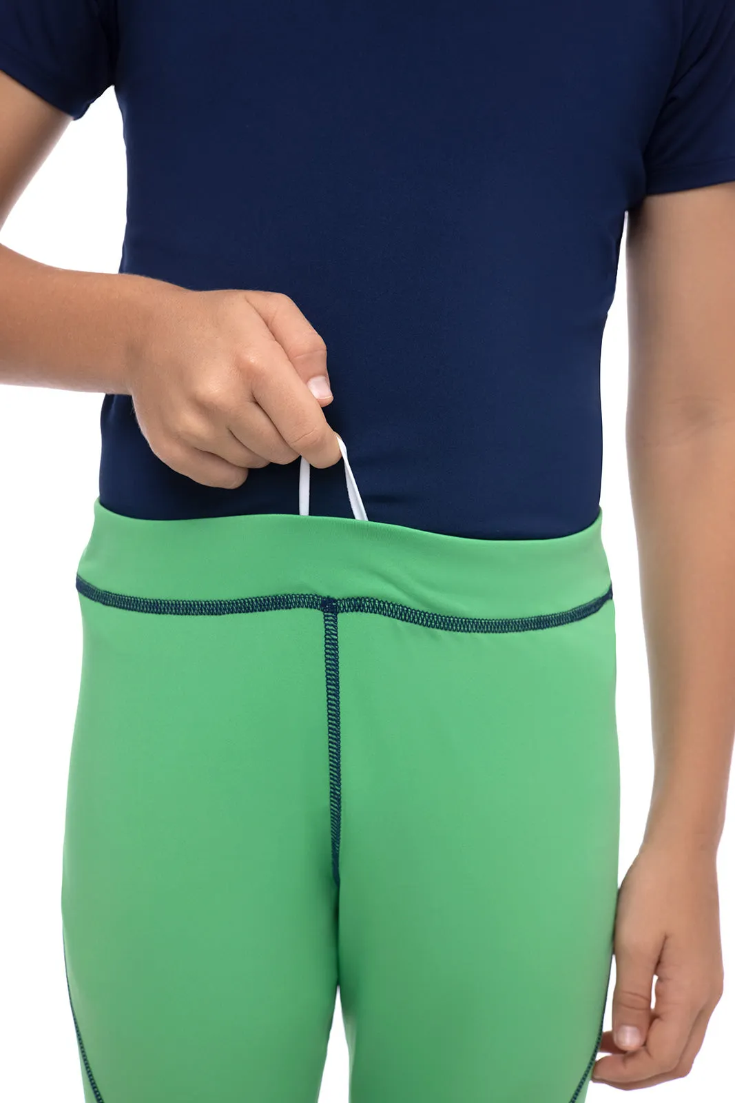 Kid's Wave Swim Tights | Palm Green