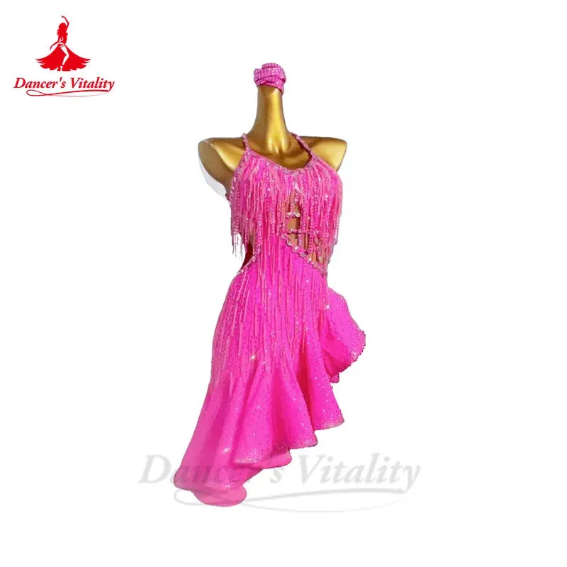 Latin Dance Dresses for Women Customsized Rumba Chacha Tango Performance Competiton Clothing Adult Child Latin Dancing Dresses