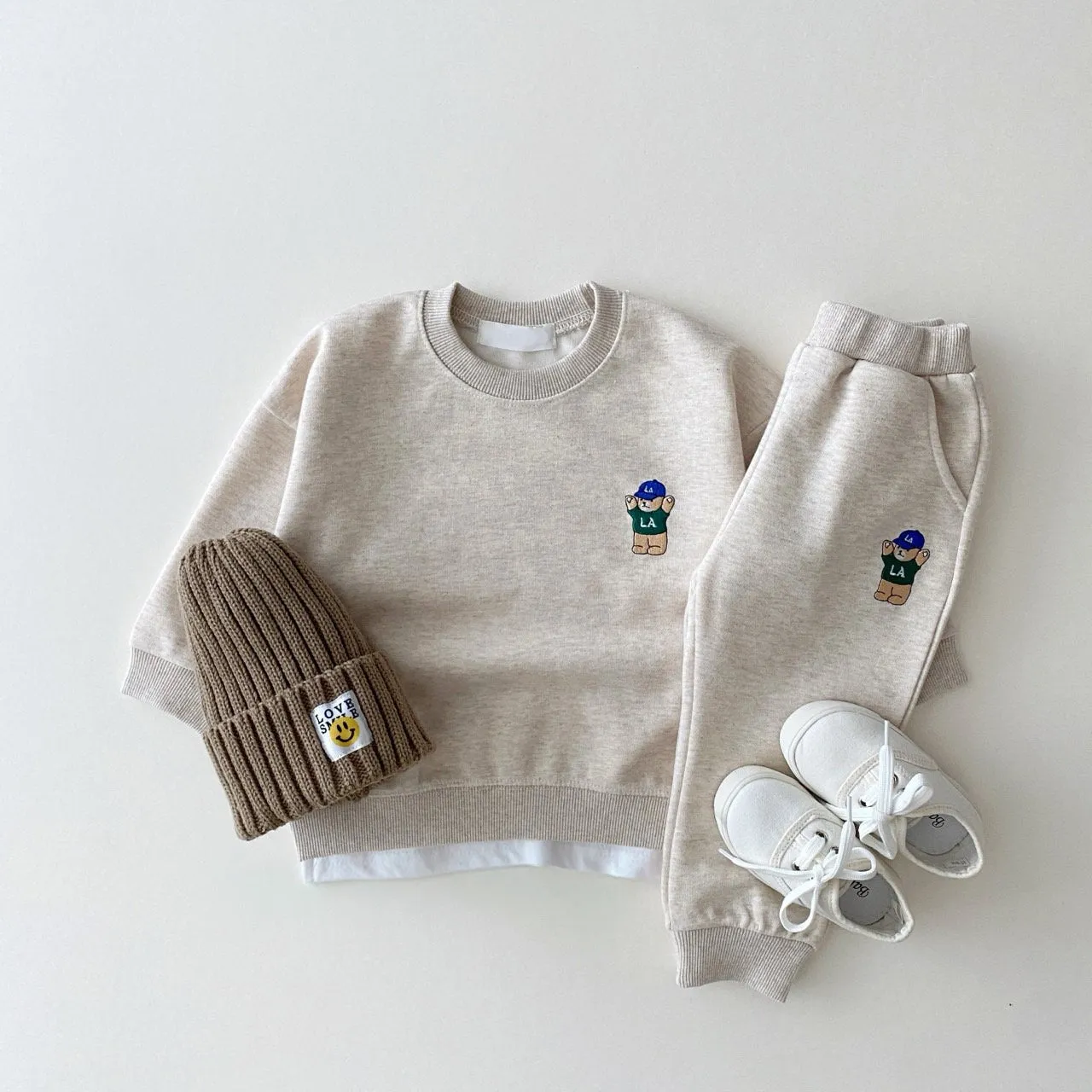 Little Bear Embroidered Jogger Set