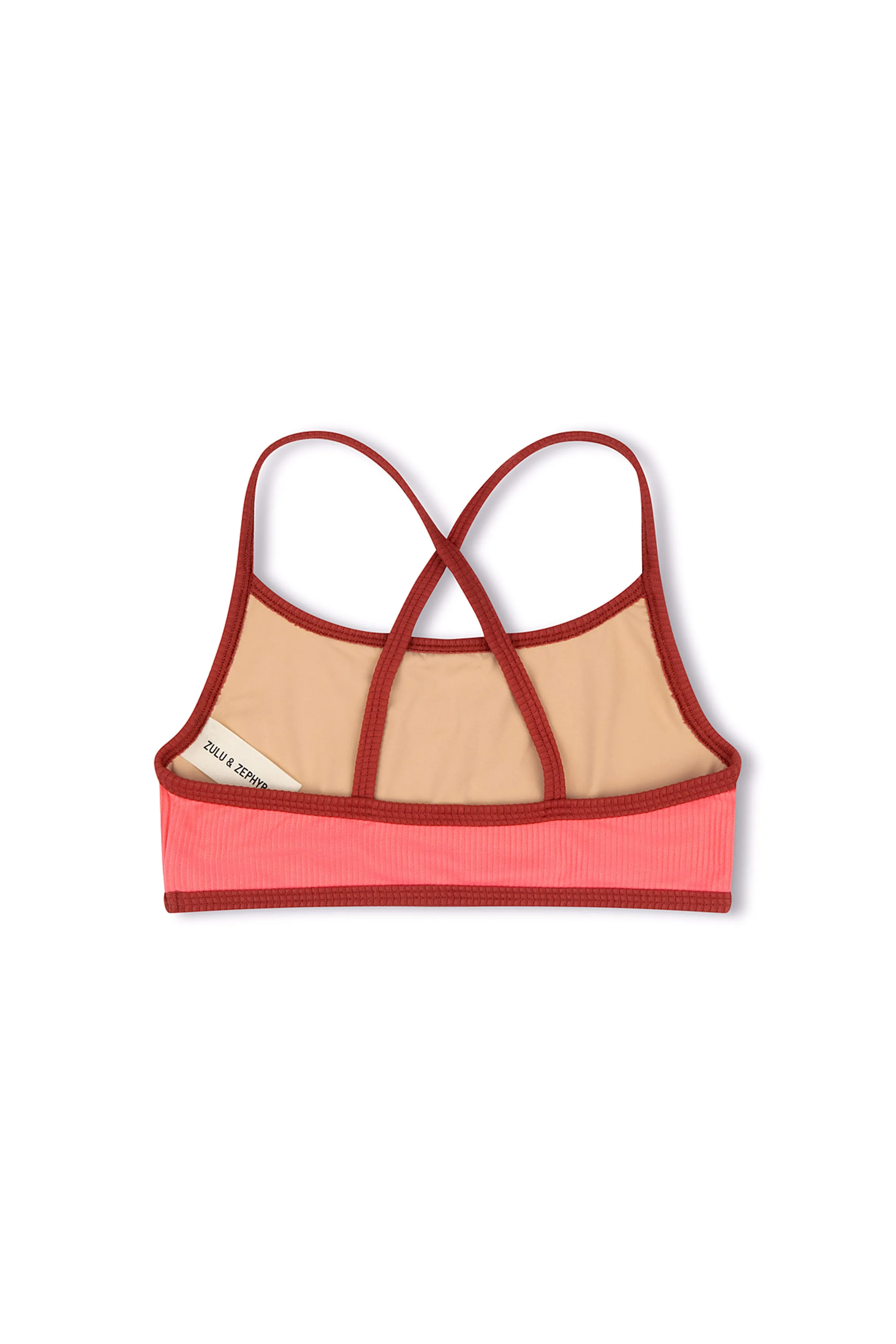 Mini Rib Logo Bikini Top - Coral