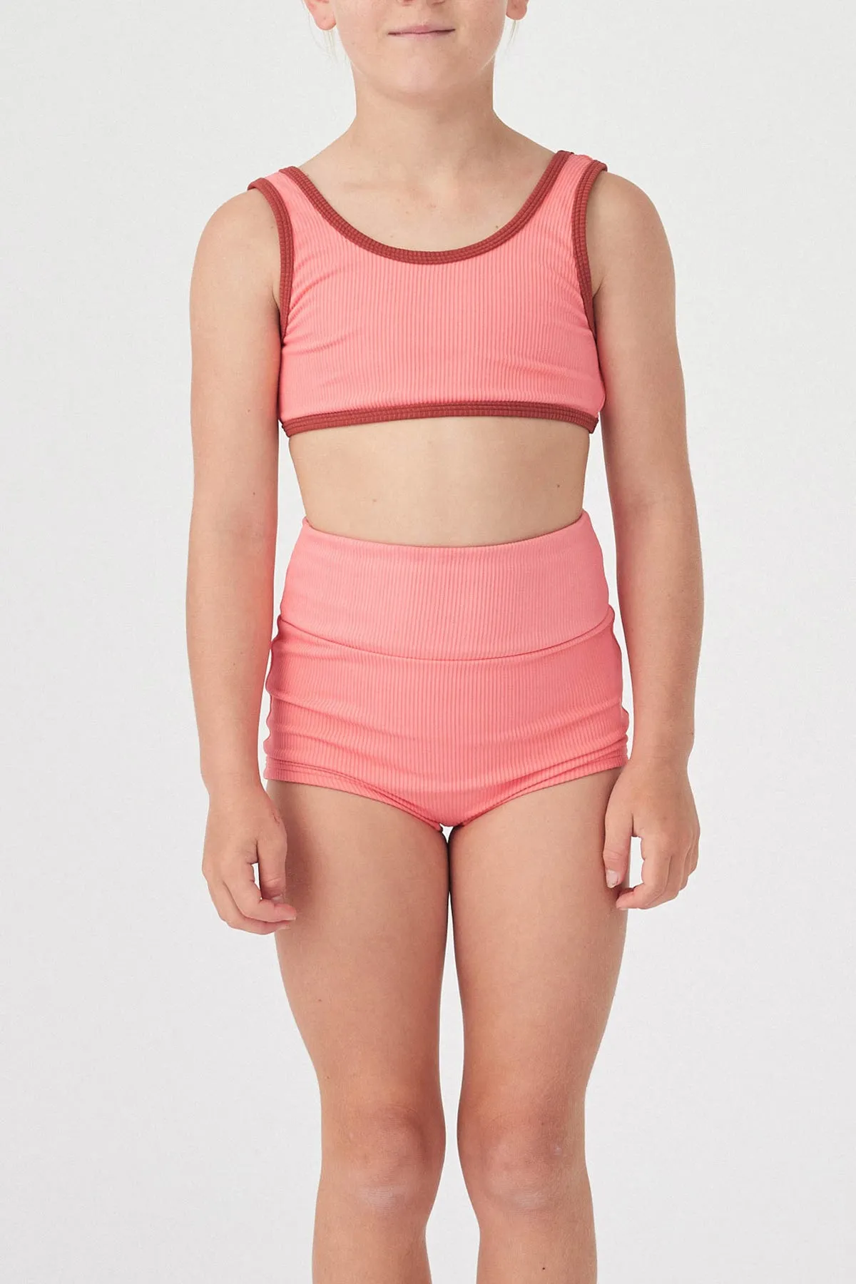 Mini Rib Logo Boy Short - Coral