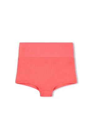 Mini Rib Logo Boy Short - Coral