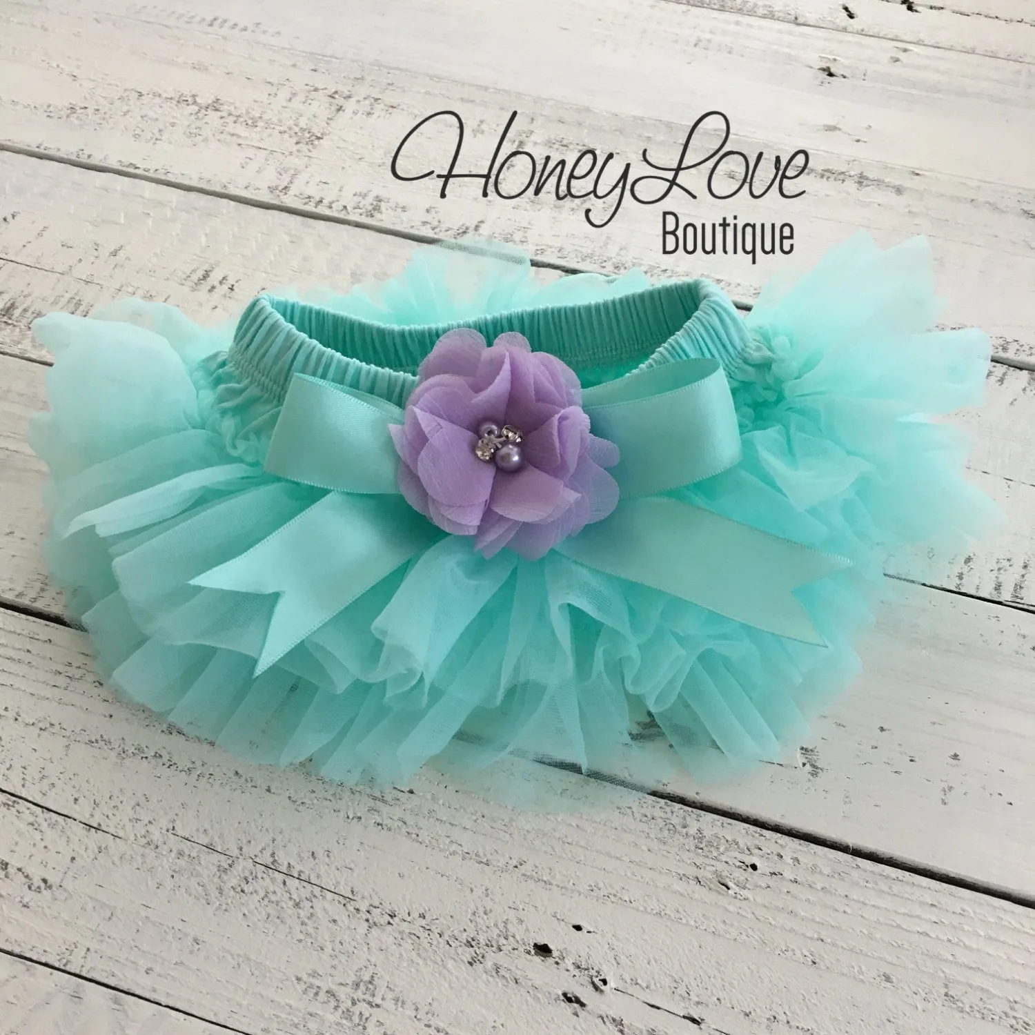 Mint/Aqua and Lavender Purple Embellished tutu skirt bloomers and headband