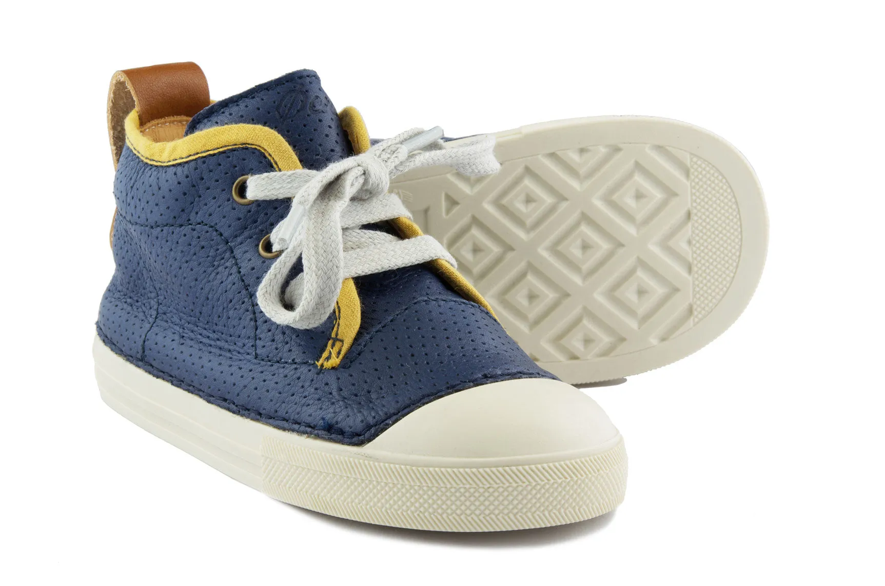 Ocra Boys Navy Trainer With Yellow Piping