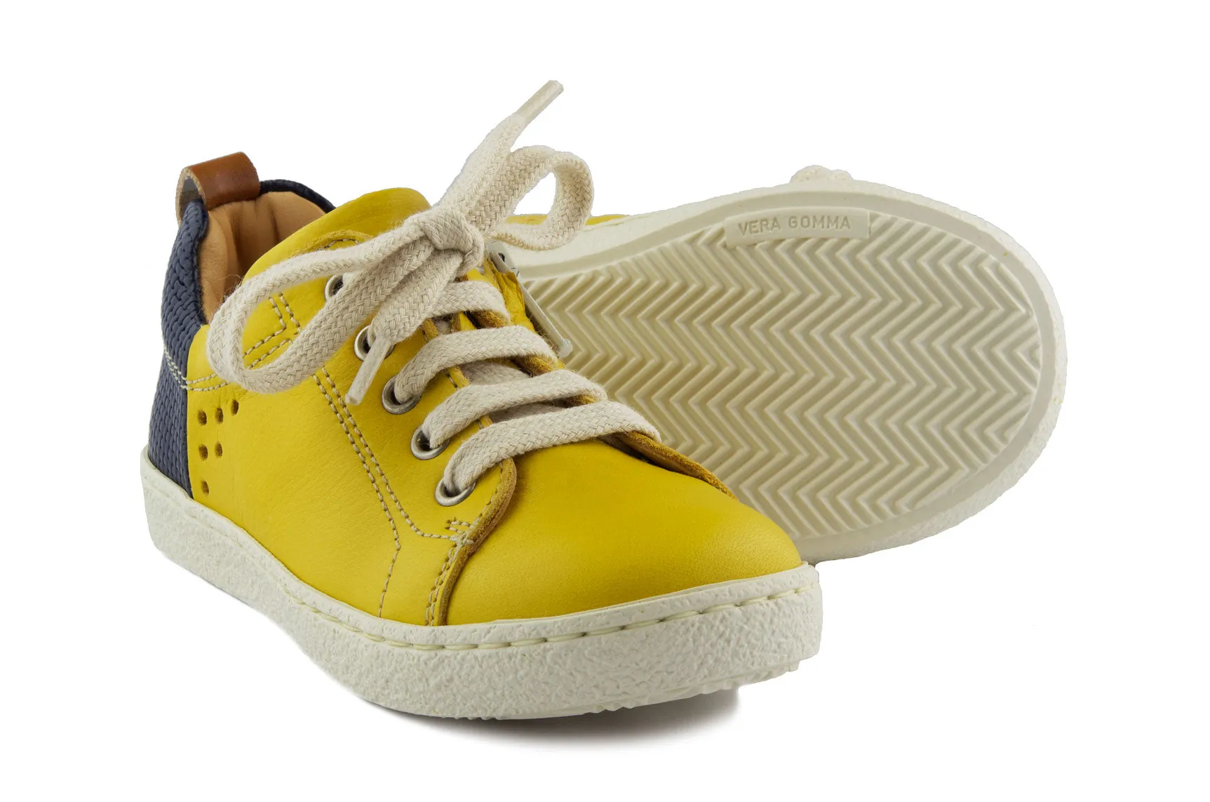 Ocra Boys Yellow and Navy Lace Up Trainer