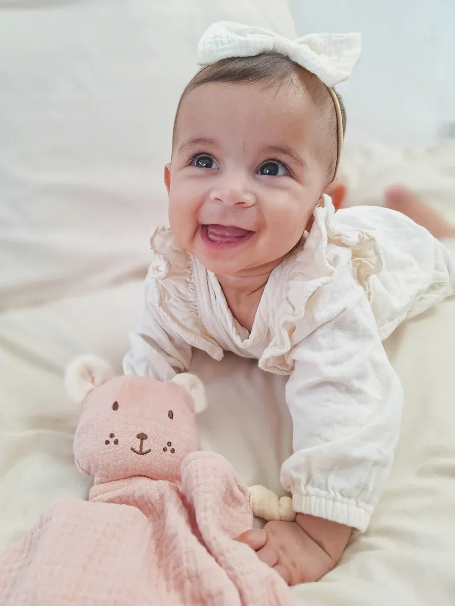 Organic Muslin Lovey Bear - Blush with Milk Ears