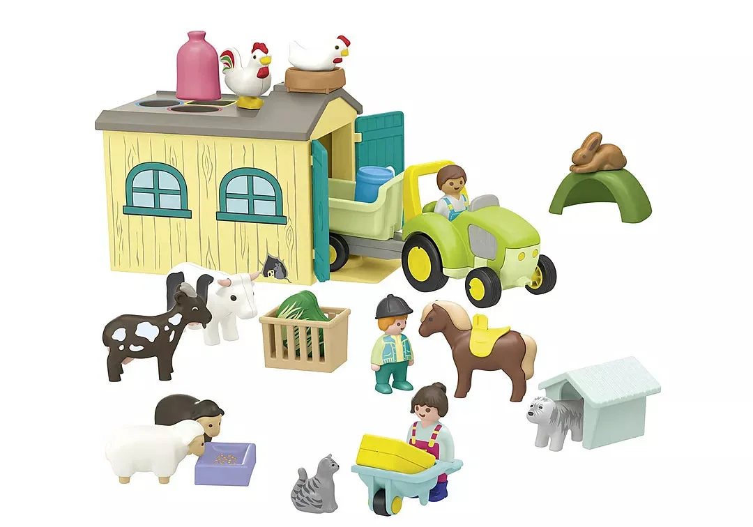 Playmobil Junior: Farm Adventure with Tractor, Trailer, and Animal Friends 71656