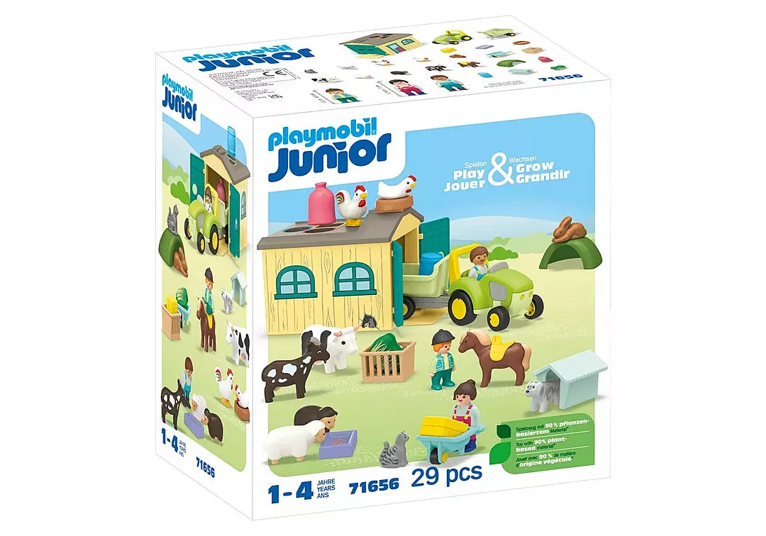 Playmobil Junior: Farm Adventure with Tractor, Trailer, and Animal Friends 71656