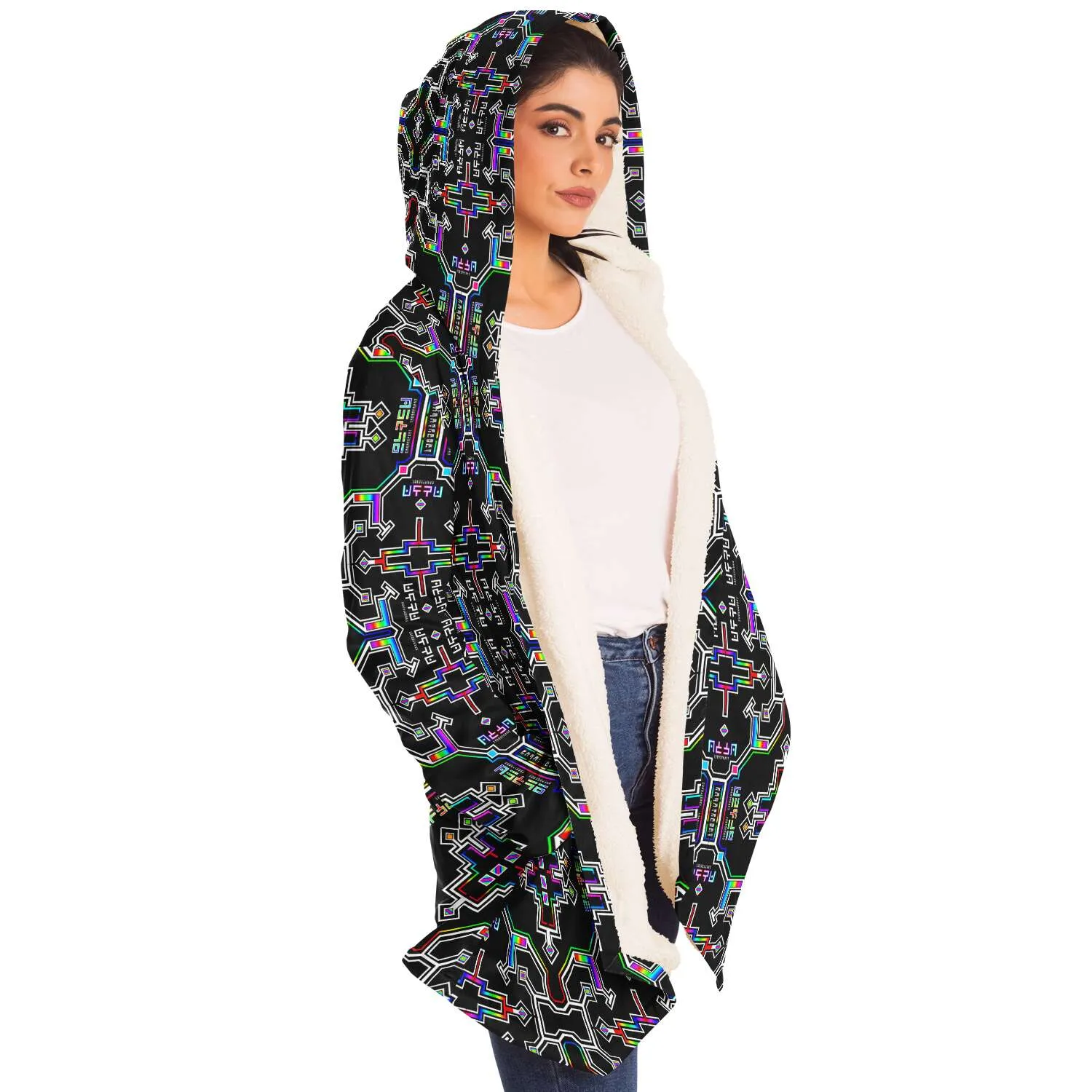 Prismatic Grid Micro Fleece Cloak