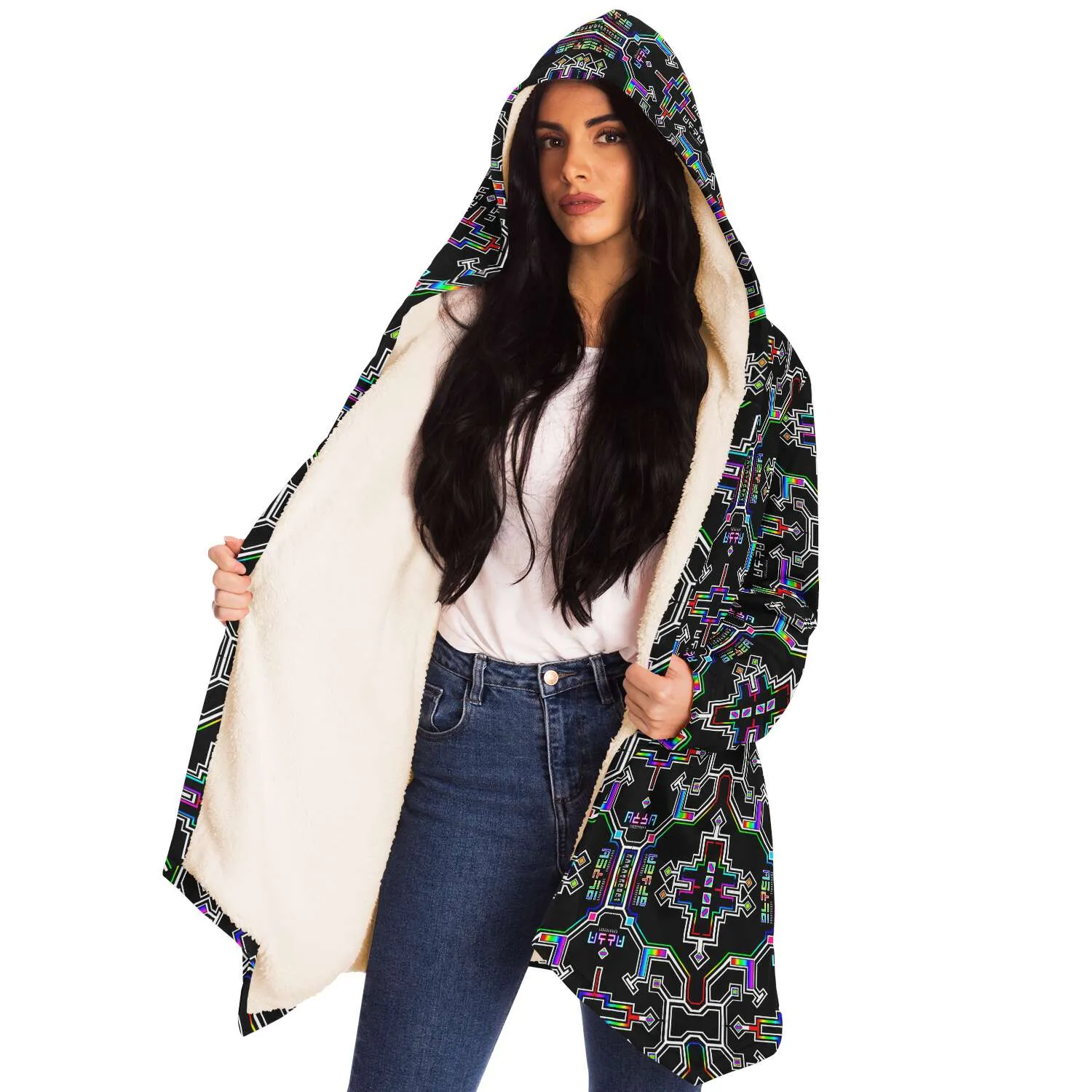 Prismatic Grid Micro Fleece Cloak