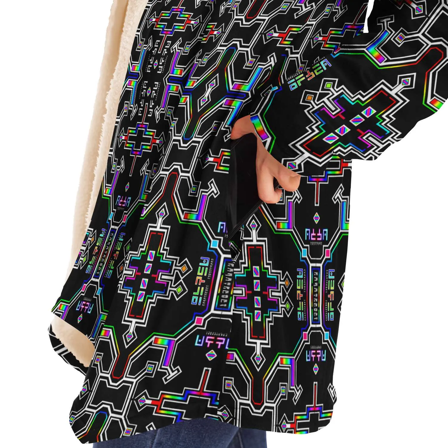 Prismatic Grid Micro Fleece Cloak