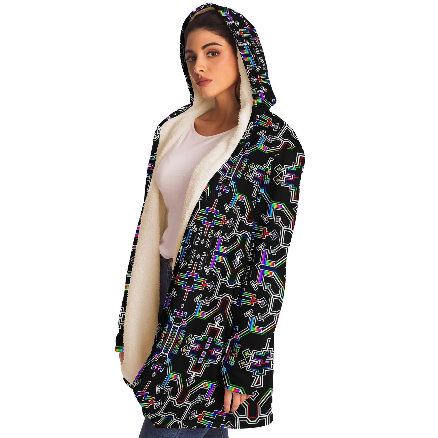 Prismatic Grid Micro Fleece Cloak