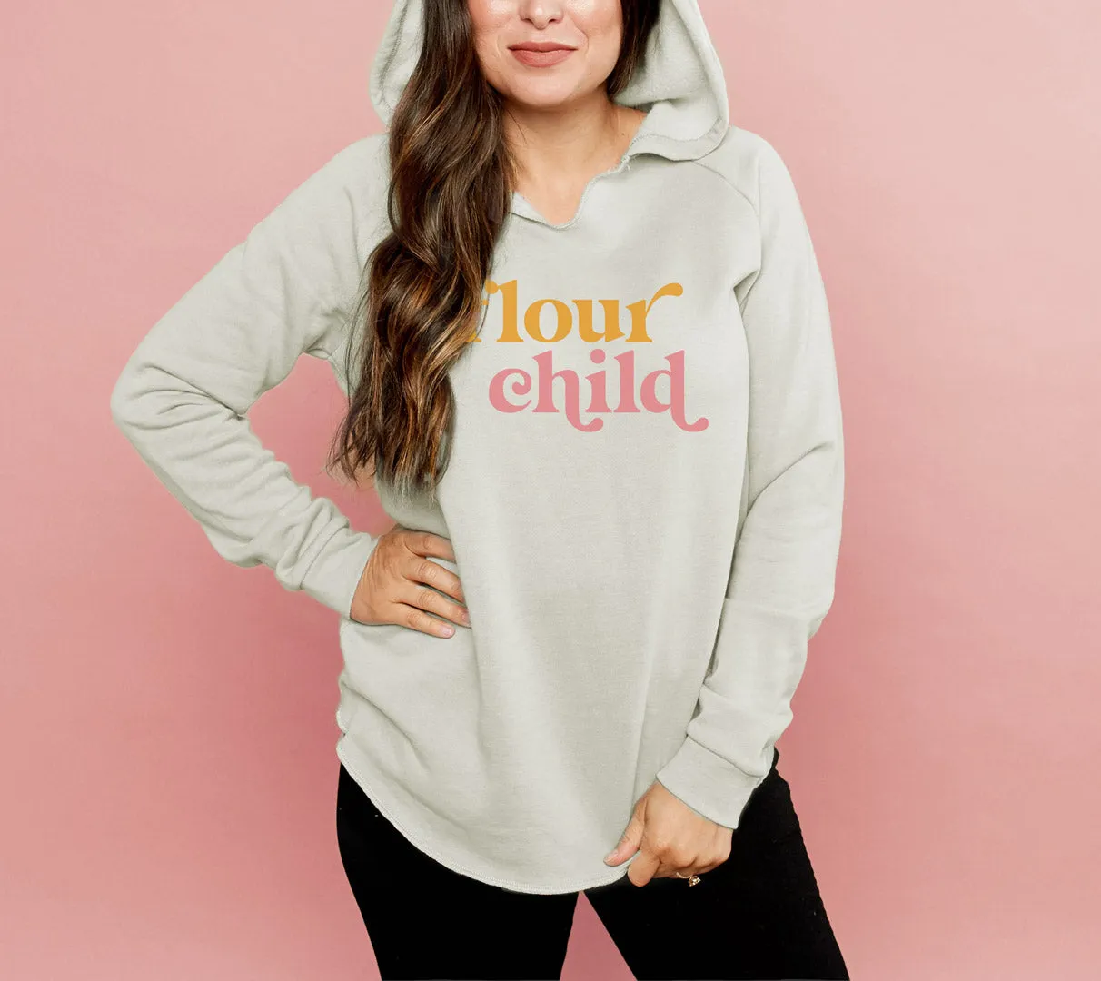 "Flour Child" Hoodie - Orange and Pink