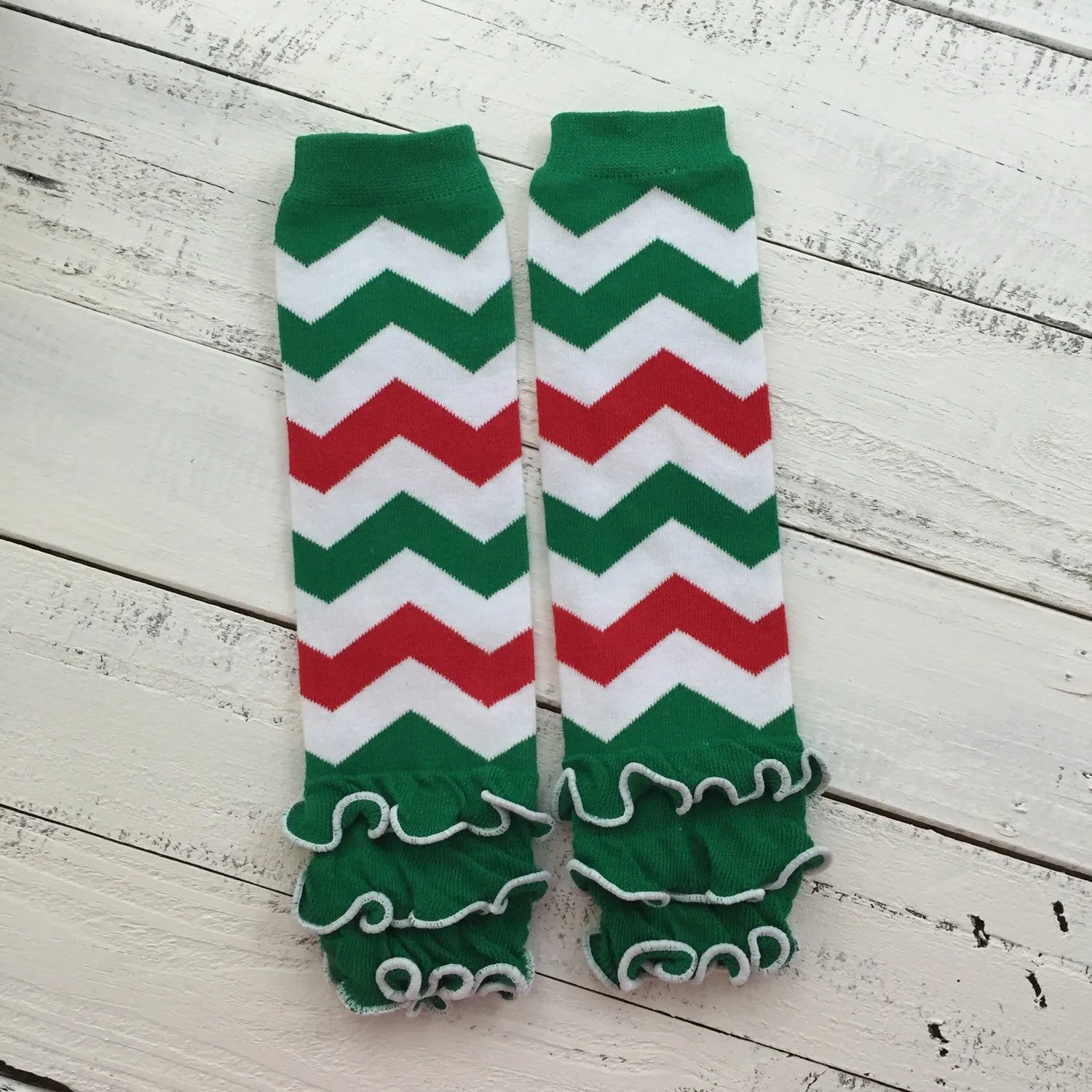 Red Green White Chevron leg warmers and optional headband